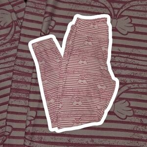 NWT Lularoe Leggings Pink Striped With Bows Size TC